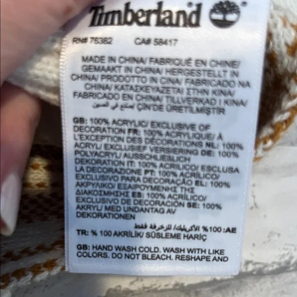 Timberland plaid Knit Scarf in Cream and Tan 60 inch long - Picture 7 of 7